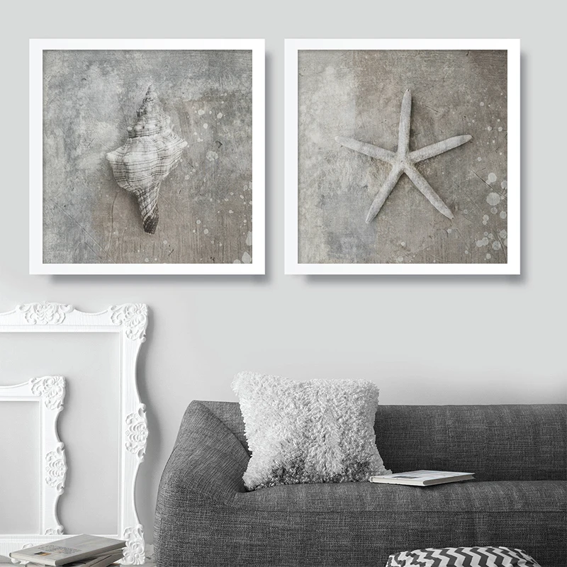 Картина Морская жизнь постеры и принты в стиле ретро с ракушками морскими