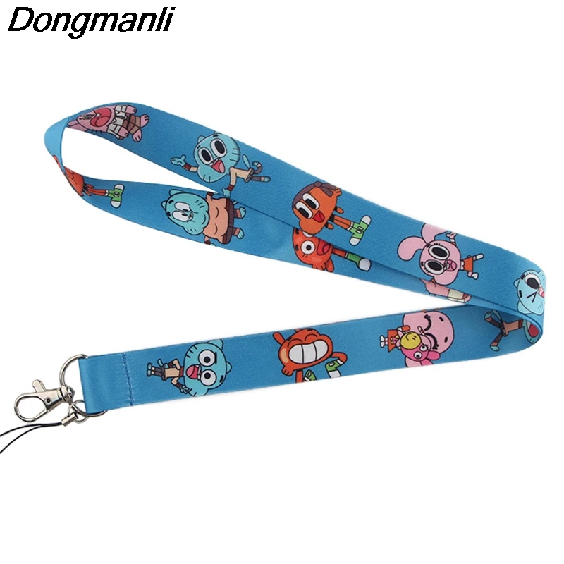 P4023 Dongmanli удивительный мир Gumball Lanyards держатель удостоверения личности Брелок ID карта Пропуск Тренажерный зал мобильный бейдж держатель ключа