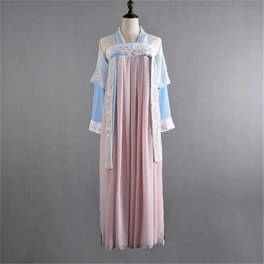 Восточная женщина китайские традиционные костюмы Hanfu в ретро-стиле для танцев