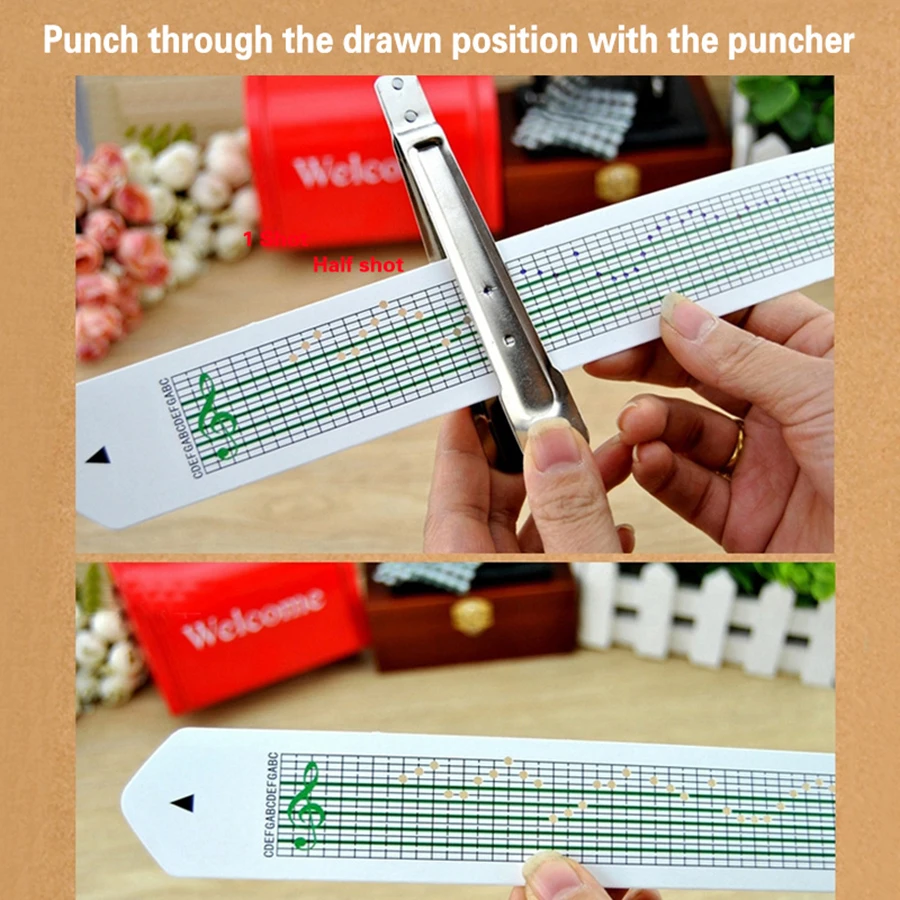 

DIY Hand Crank Music Box Metal Mechanism Transparent Classic Mini Perforating Typewriter Machine Caja Musical Boxes For Gifts