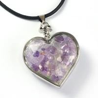 trendy beads elegant style silver plated purple amethysts crystal lovely heart wish bottle pendant valentines day jewelry