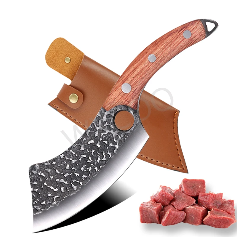 Кухонный нож шеф-повара из нержавеющей стали охотничий мясника для кухни кованый