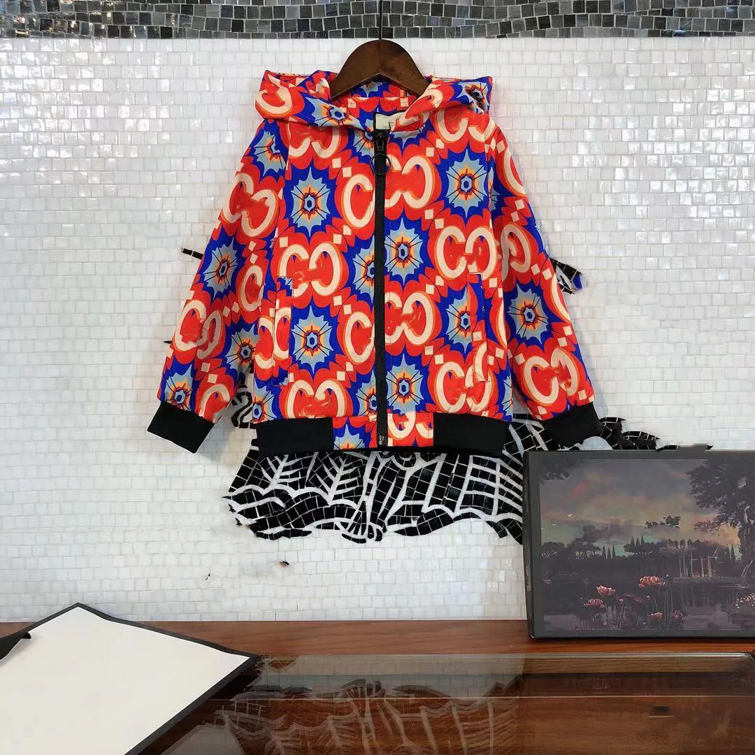

2021 Spring and autumn top luxury brand printed hooded windbreaker boys' coat 2468 10 years old X