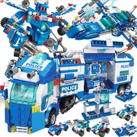 city police swat robot toy truck car model building blocks sets brinquedos diy bricks kit educational toys for children
