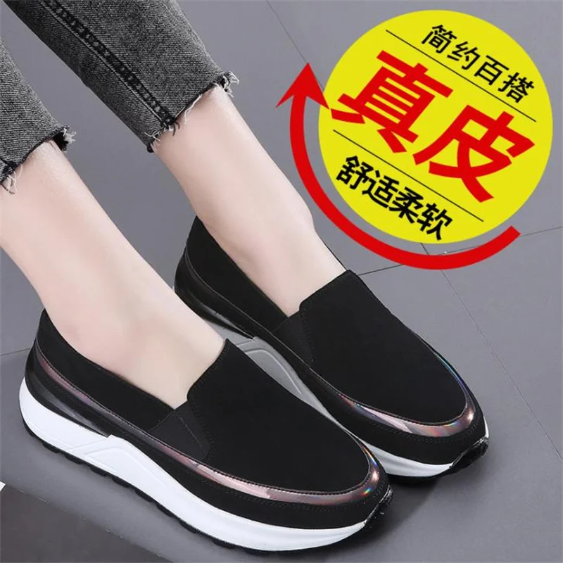 

2021 spring new women's shoes breathable single shoes women's platform shoe covers foot soft bottom shaking shoes increase a ped