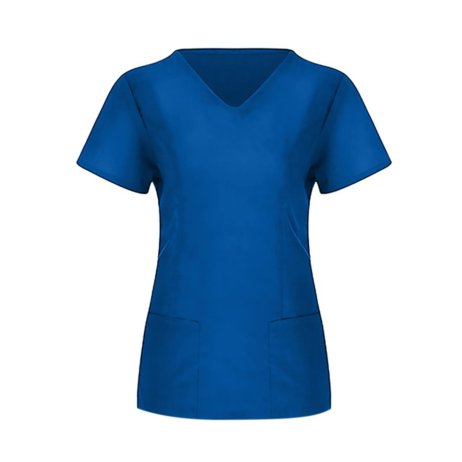 

V-neck Black Working Uniform Solid Pocket Nurse Uniform Short Sleeve Casual Comfortable Tops Blouse Ladies Nurse Accessories