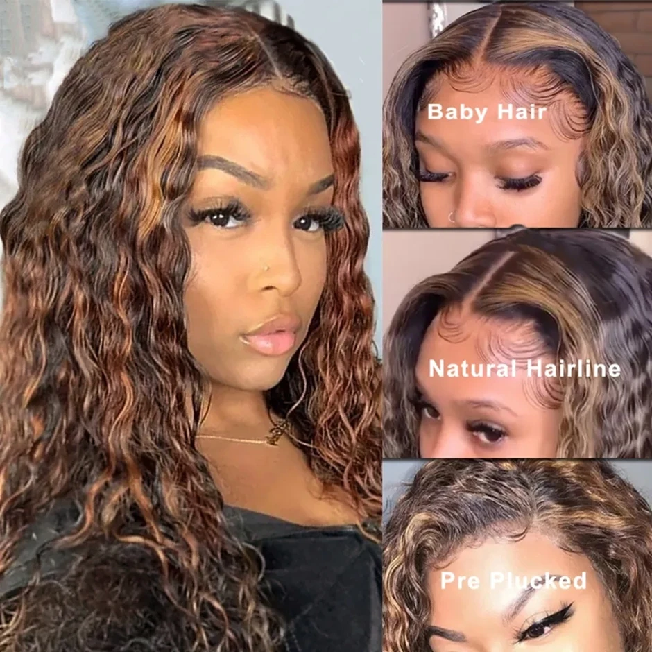 13x4 хайлайтер парик человеческие волосы волнистые кружевные передние парики