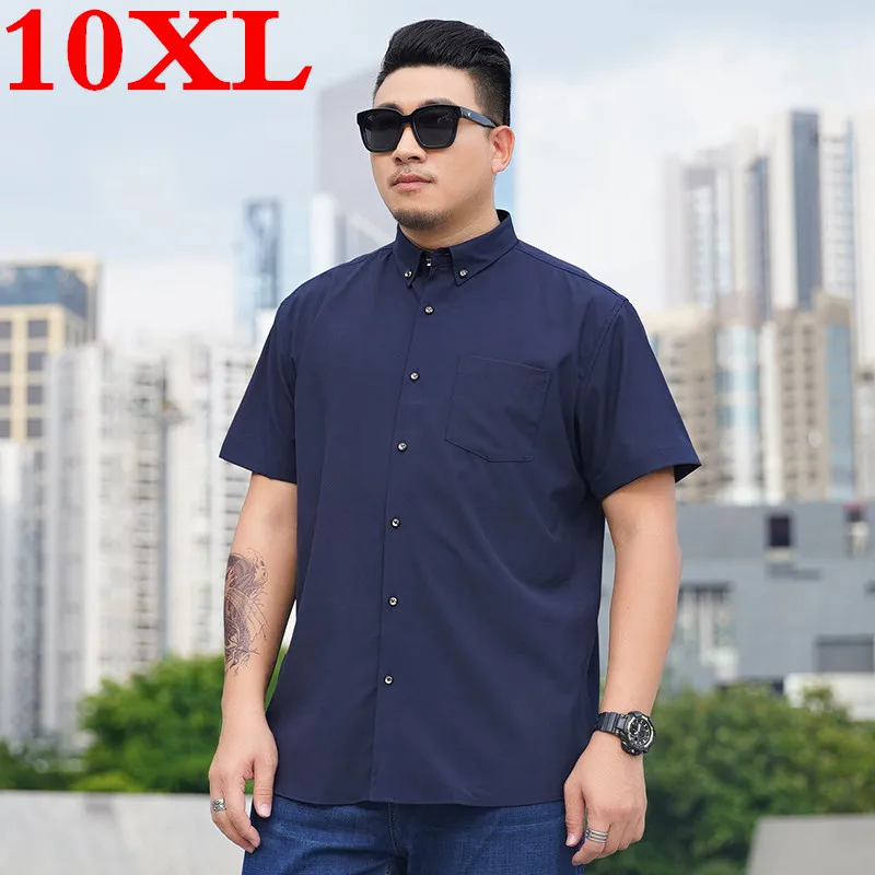 

7XL Size 8XL 2020 Plus 6XL 5X new Summer Short Sleeve Pure Color Business Casual Formal Work Shirts Men