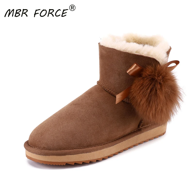 MBR FORCE женские короткие зимние сапоги из овечьей кожи и замши с шерстяной меховой