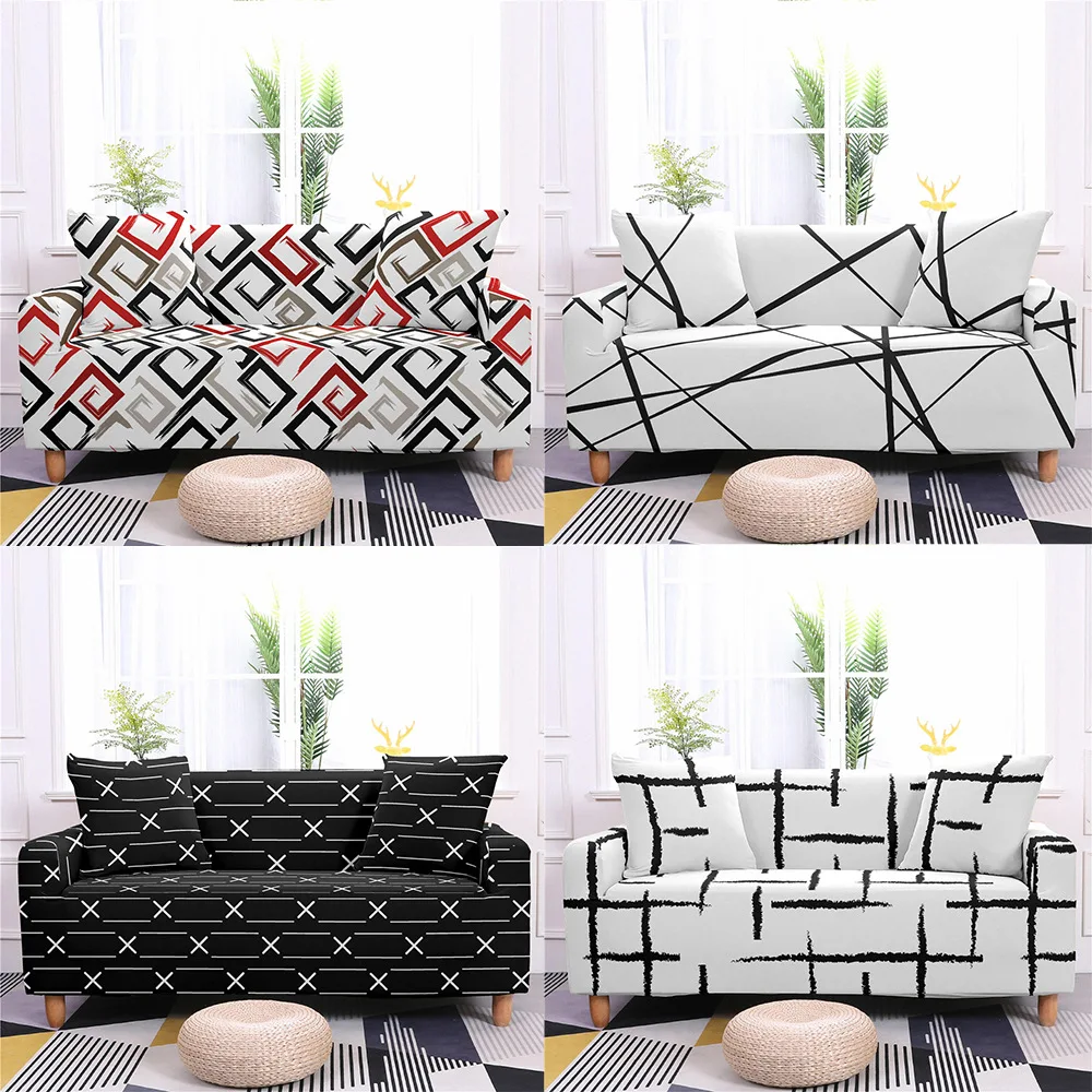 

Modern Fashion Multicolor Geometry Pattern All Inclusive Elastic Sofa Cover Soft Couch Slipcovers 9 Colors 1-4 Seaters