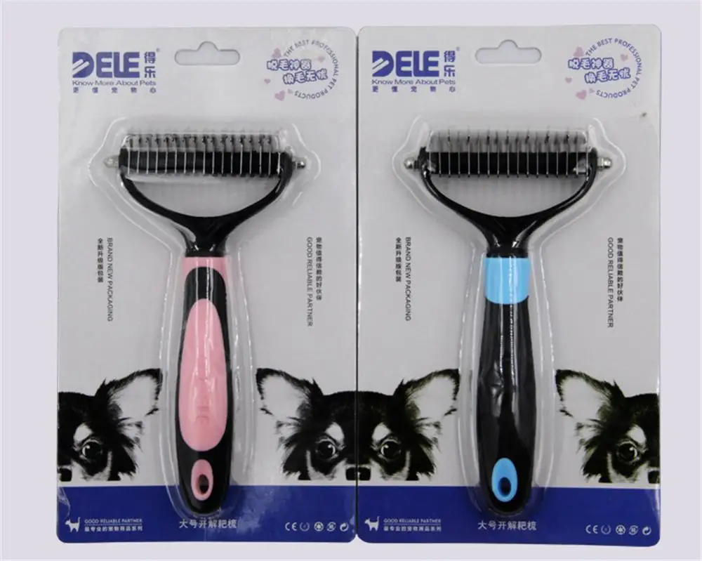 

Pet Hair Shedding Comb Dogs Cats Detangler Fur Trimmer Combs Grooming Tool Hair Removal Brush for Matted Long Hair Curly Pets
