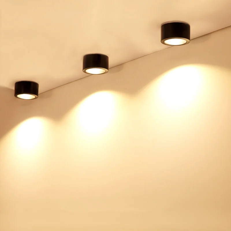 1 Uds de alta calidad LED montado de superficie COB regulable Downlights AC85-265V w 7w 9w 12w 15w 18w LED lámpara de punto para techo luces downlight