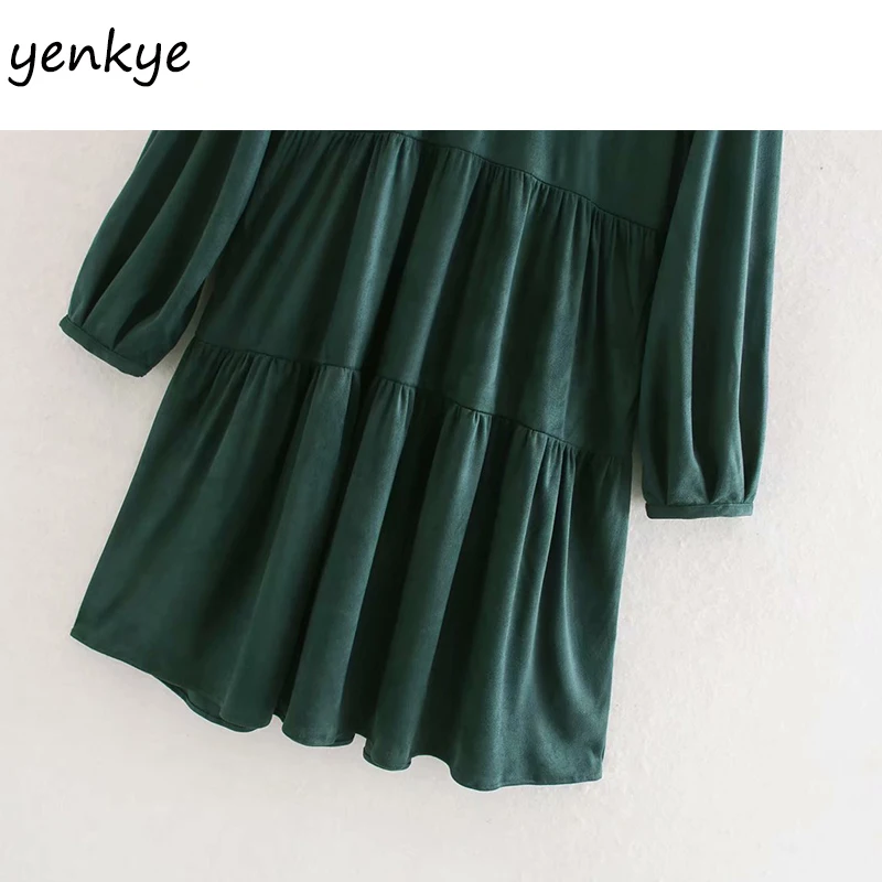 Женское винтажное однотонное платье из искусственной замши повседневное