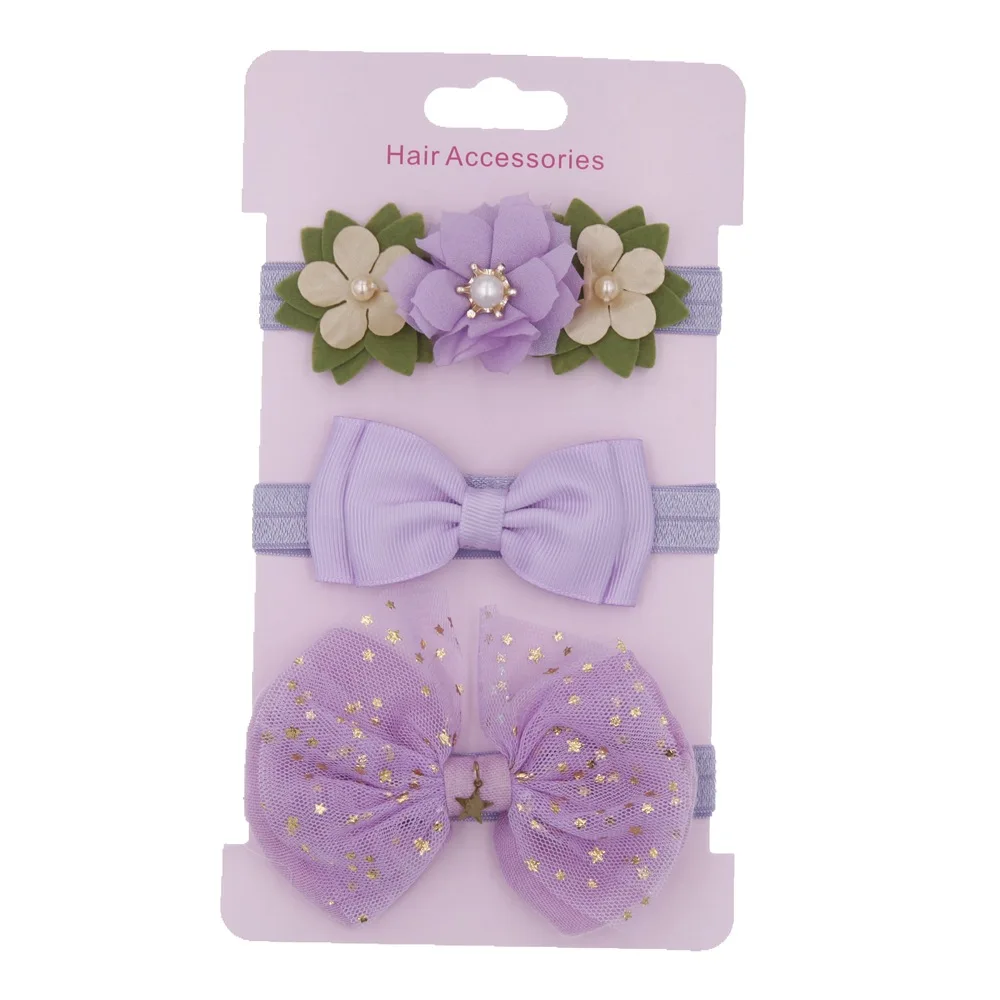 

3Pcs/Set Cute Baby Double Bowknot Flower Hair Band Newborn Hair Band Headdress Children's Gift Girl Hair Accessories