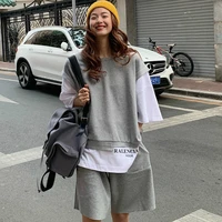 womens tracksuits 2 piece set summmer autumn oversize t shirt sporting shorts sweat set two piece outfit solid color sets