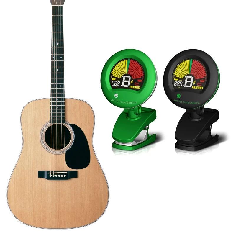 

Clip-On Tuner Guitar Bass Violin Ukulele Chromatic Tuning Modes Large Colorful LCD Display Highly Sensitive Piezo Sensor