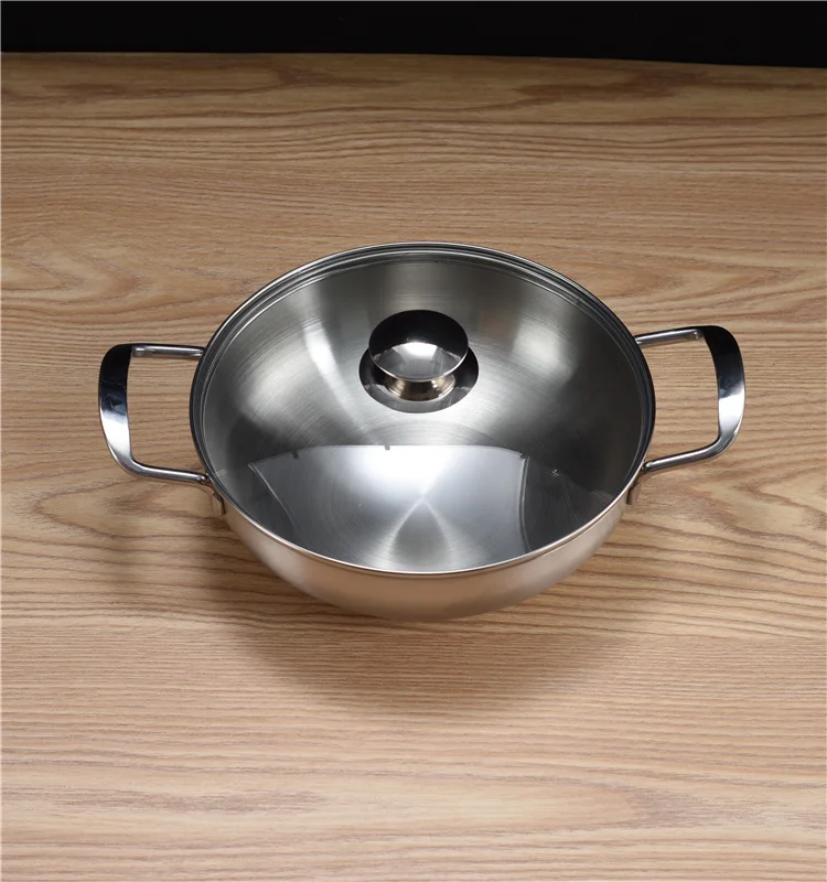 18 см/20 см/22 см нержавеющая сталь Hotpot плоское дно кастрюля для приготовления пищи горшок для Раков морепродуктов кухонный кастрюля для индукционной плиты
