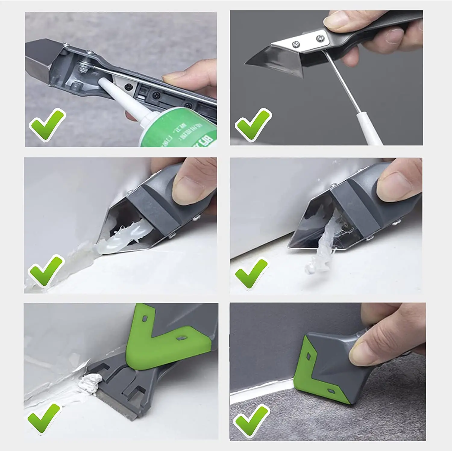 

Creative 5In1 Silicone Remover Caulk Finisher Sealant Smooth Scraper Grout Kit Tools Plastic Hand Tools Set Accessories #