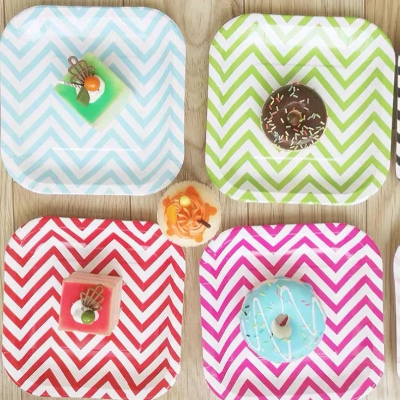 

Disposable Paper Plate Dessert Teller Table Layout Fruit Cooked Dishes Square Plate Picnic Tableware Children Birthday Party