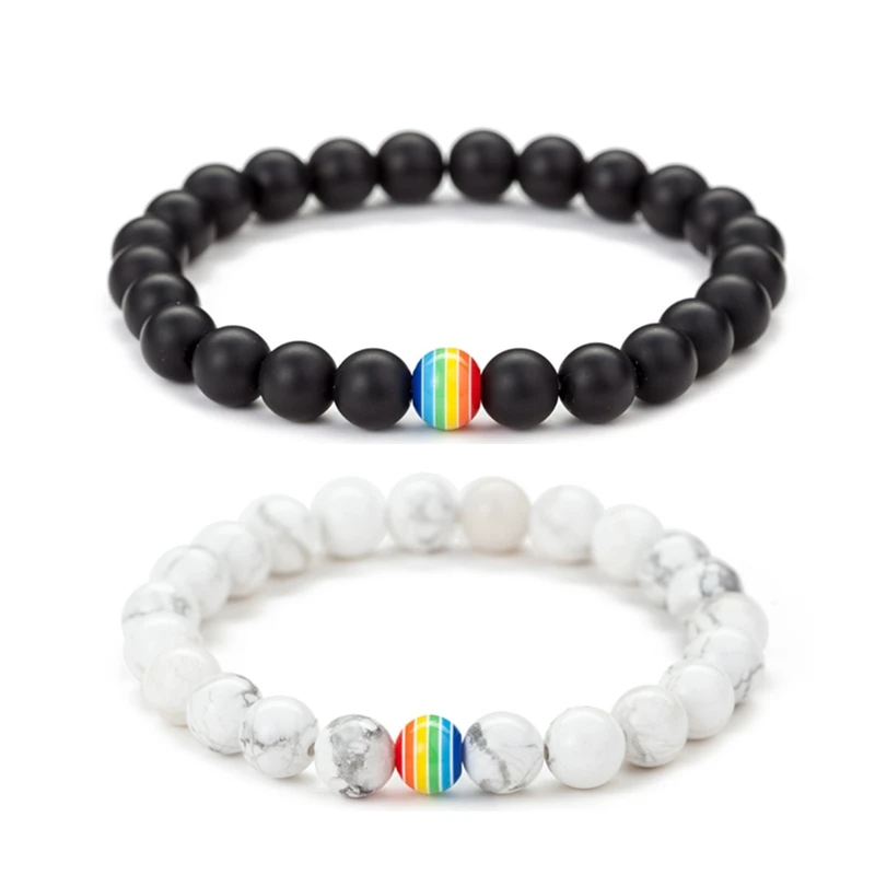 1 шт. браслет из радужных бусин Парные браслеты каменных нитей мужские и женские