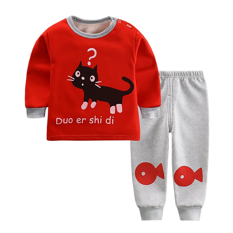 Style 24 Новые детские пижамные комплекты для мальчиков; футболка с длинными рукавами и круглым вырезом и принтом с героями мультфильмов; топы и штаны; осенне-зимняя одежда для сна для маленьких девочек - Цвет: Style 24