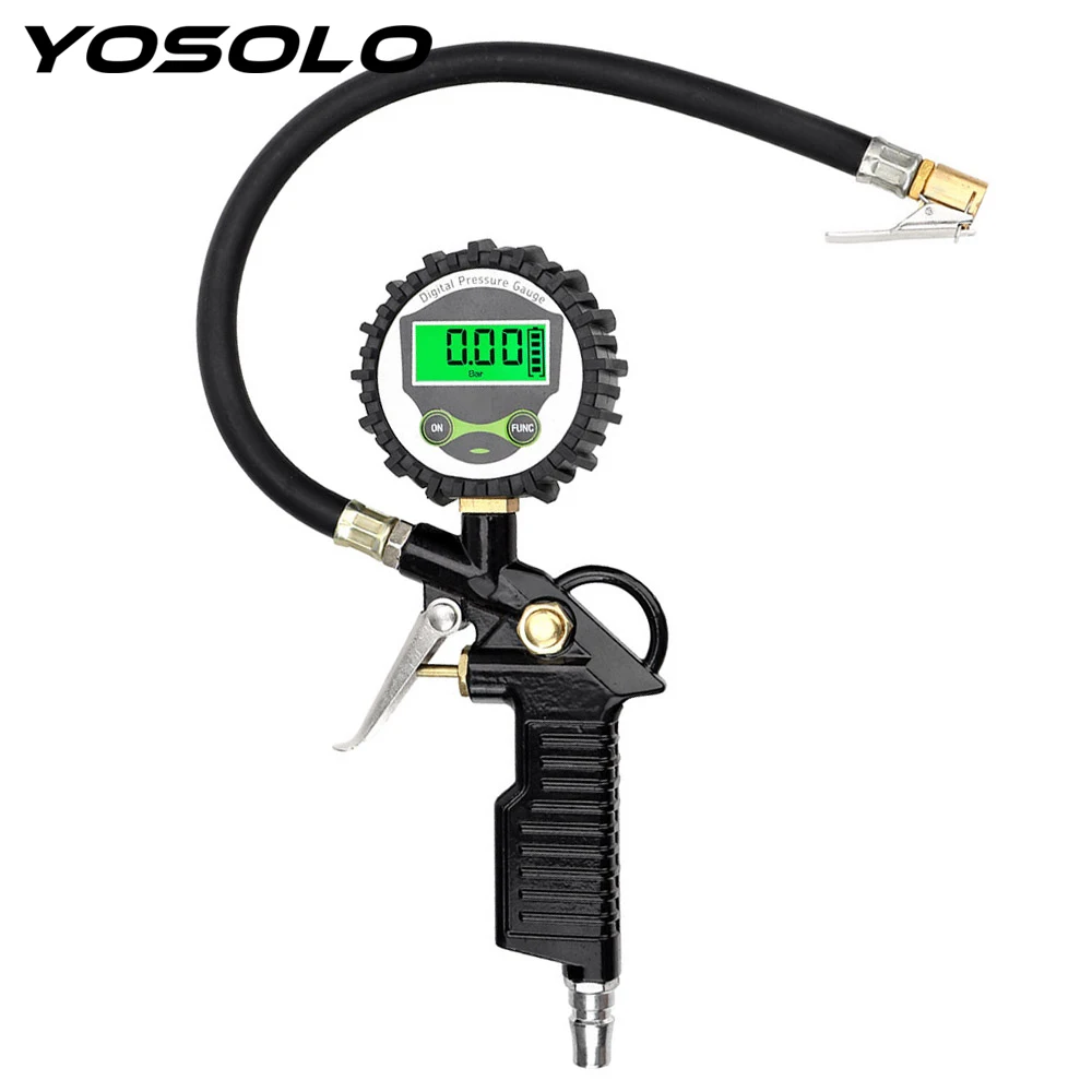 

YOSOLO Digital LCD Display Car EU Tire Air Pressure Inflator Gauge LED Backlight Vehicle Tester Inflation Monitoring Manometer