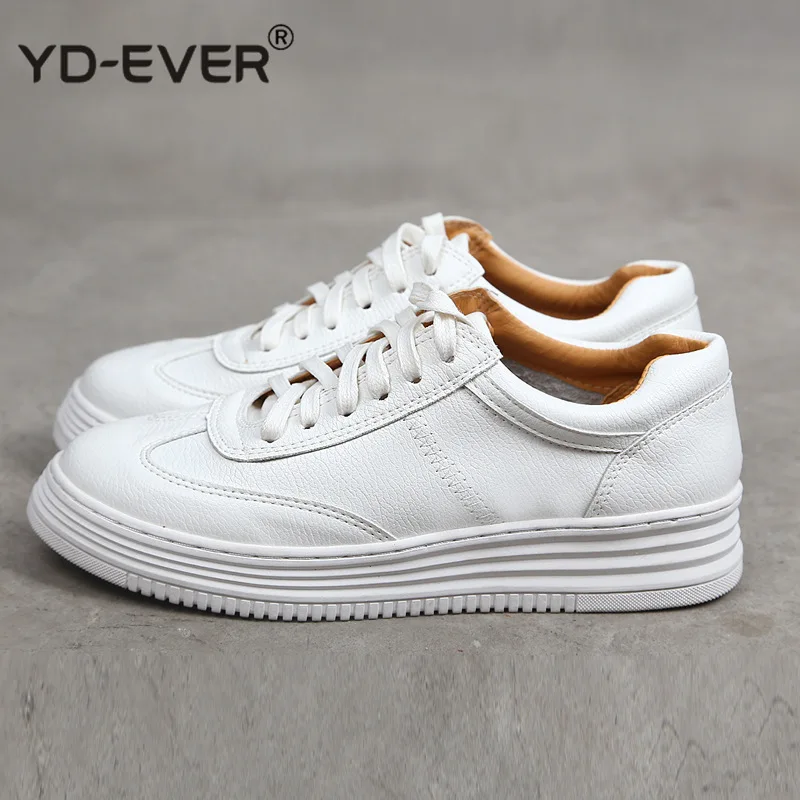 Модные женские кроссовки из яловичного спилка белые туфли на шнуровке Tenis Feminino