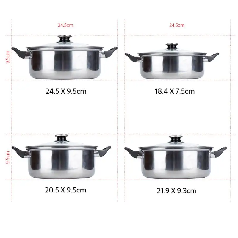 

New Home Stainless Steel Cookware Set Fry Pots Pans Saucepan Casserole Cooking Saute Steak Pan Cooking Set With Lids Kitchenware