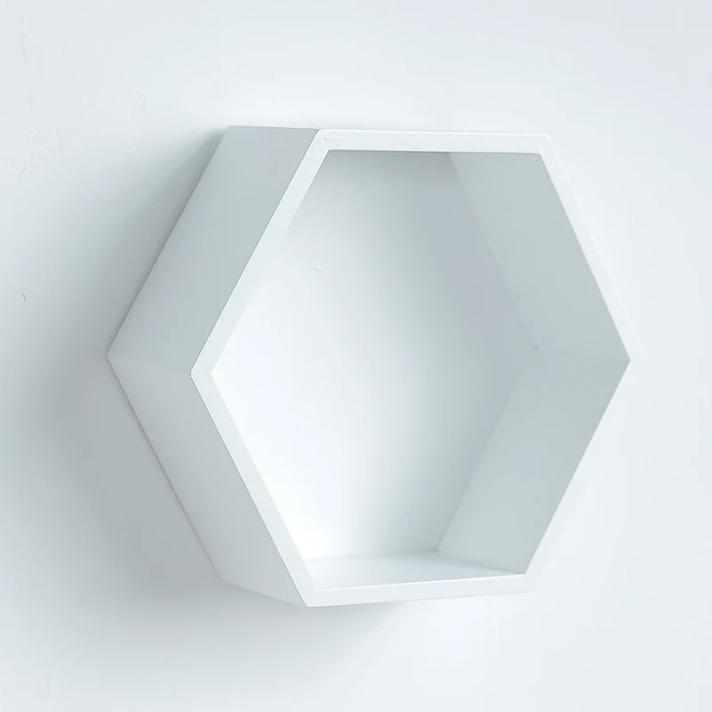 

Hexagon Metal Wire Wood Wall Shelf Modern Loft Dorm Storage Shelf Wood White Nordic Wood Hexagon Box Wall Shelf Nordic Style