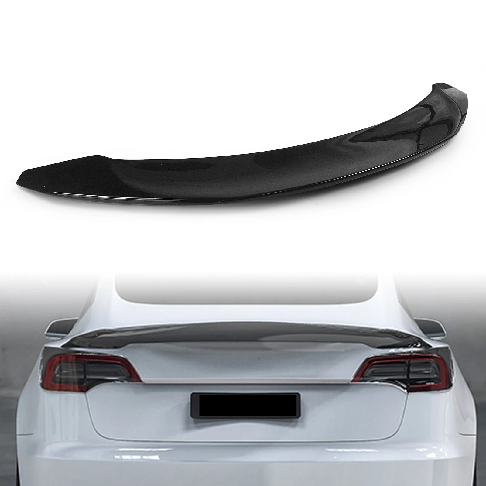 

For Tesla Model 3 2017-2022 Rear Trunk Spoiler Wing Glossy Black Car Tailgate Lid Upper Splitter Flap Trim Splitter Decklid Lip