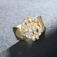 new trendy us shape hollow ring mens ring fashion austrian rhinestone inlaid metal ring accessories party jewelry