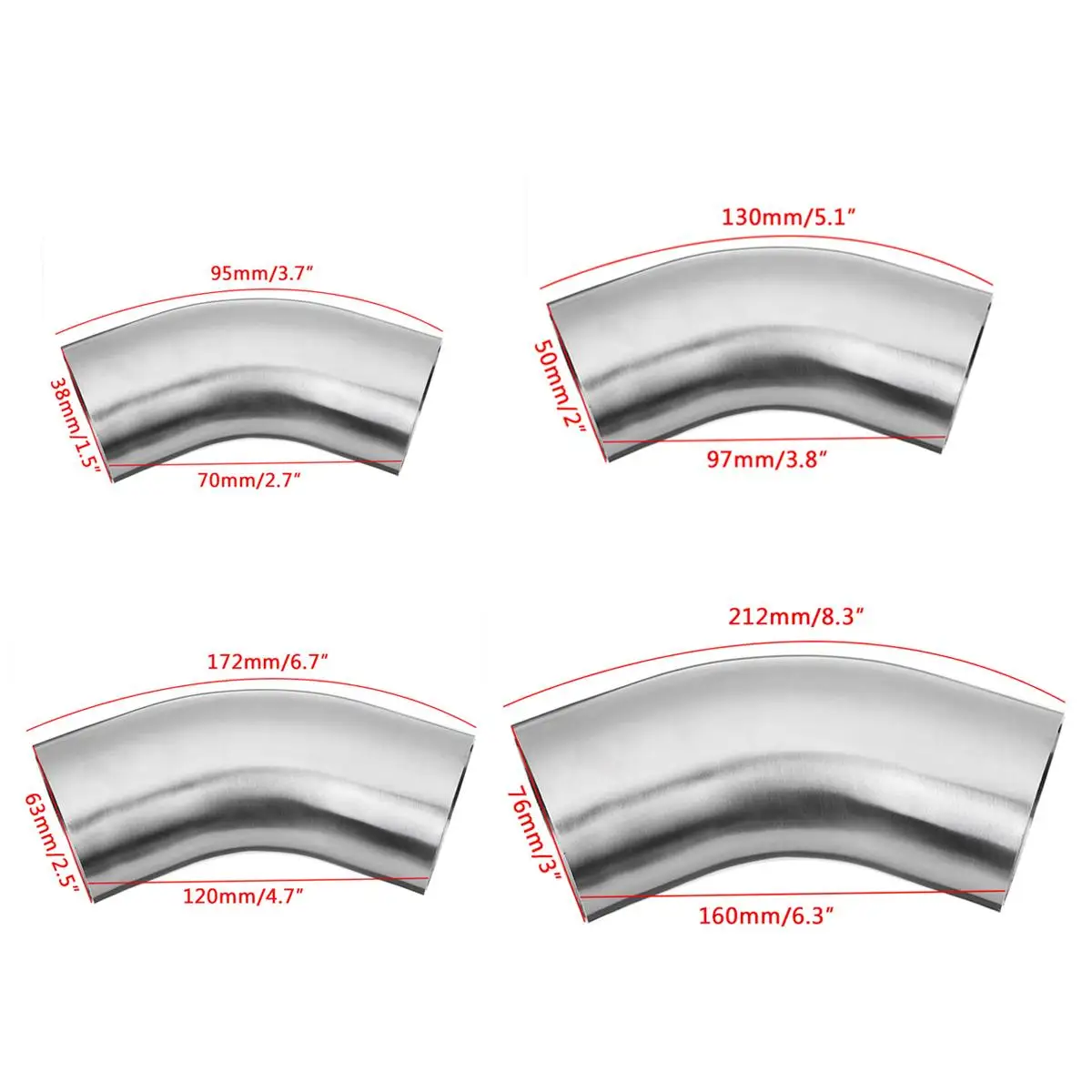 Универсальный глушитель из нержавеющей стали для выхлопной трубы 38/50/63/76 мм 45/90