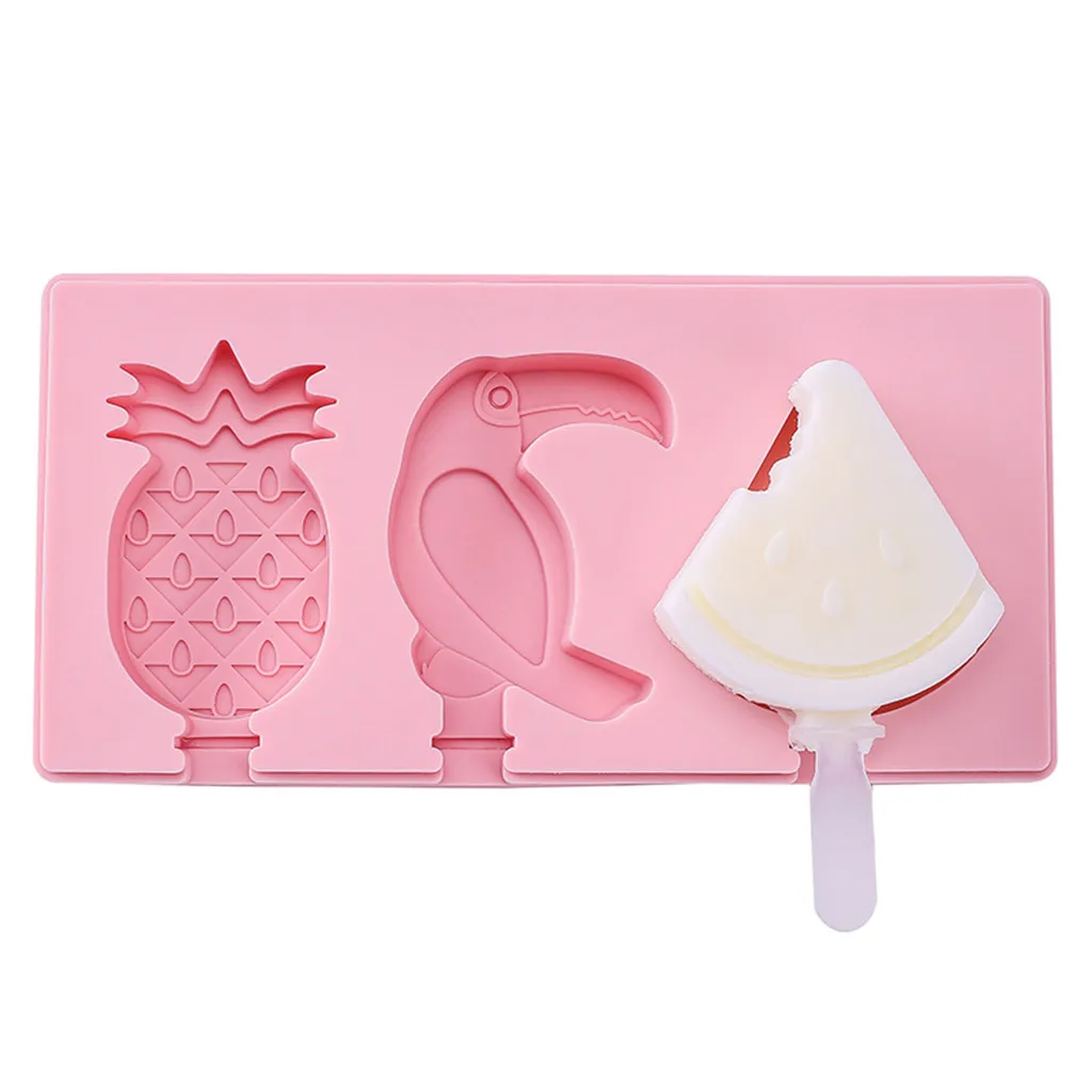 

3 Cell Ice Cream Maker Lolly Mould Tray Kitchen Froze Ice Cream DIY Mold Popsicle Makers Moulds Tray Dessert Form With Sticks