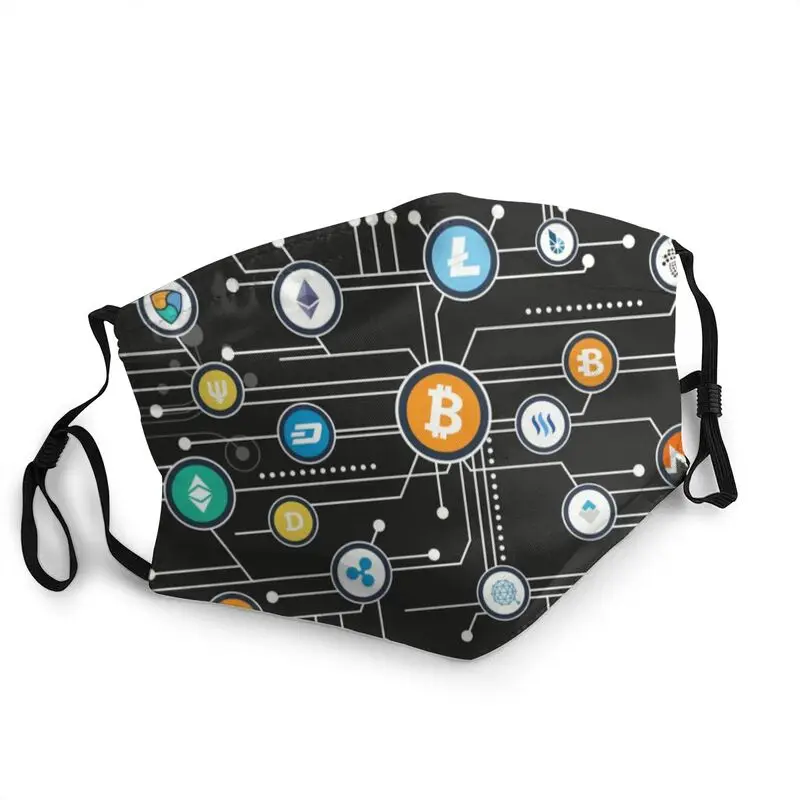 

Cryptocurrency Bitcoin Altcoin Blockchain Logo Mask Dustproof Reusable Ethereum Face Mask Cover Adult Respirator Mouth-Muffle