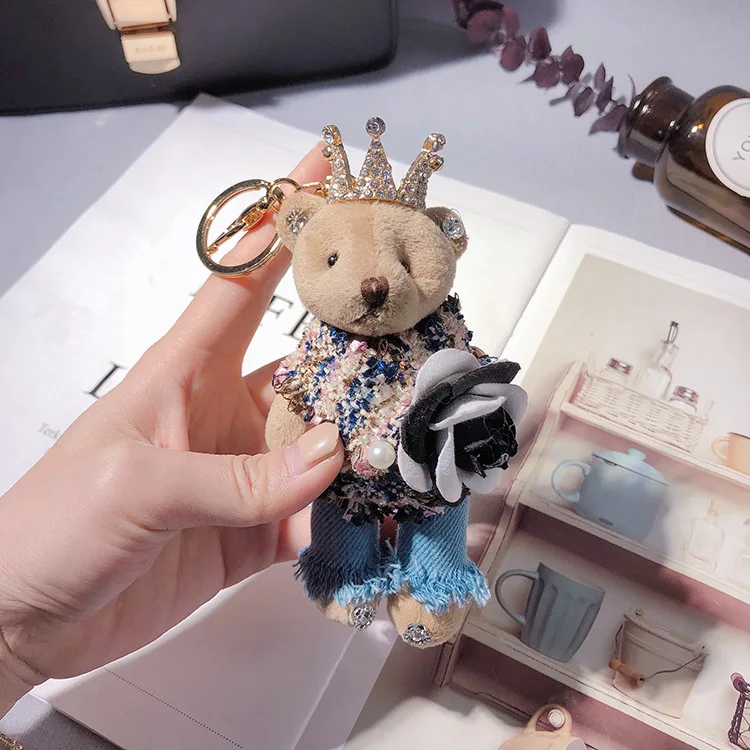 

Cute Little Bear Keychain Stuffed Plush Toy Cute Dress Key Chain Rabbit Pendant Dolls Gift Birthday Wedding Party Decor Keyring