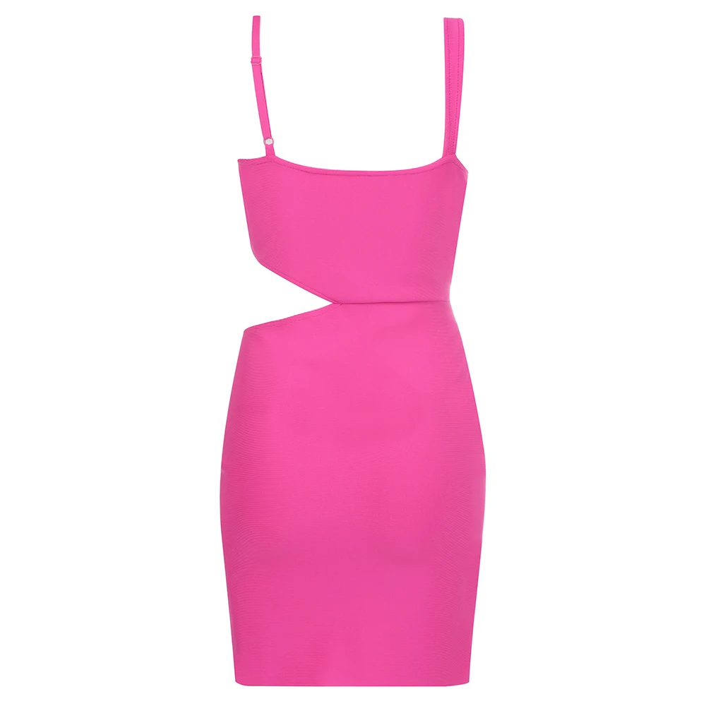 

Sexy Woman Bandage Dress Spaghetti Straps Hollow Out Summer Pink Bandage Dress Vintage Vestios Bandagem Celebrity Party Dress
