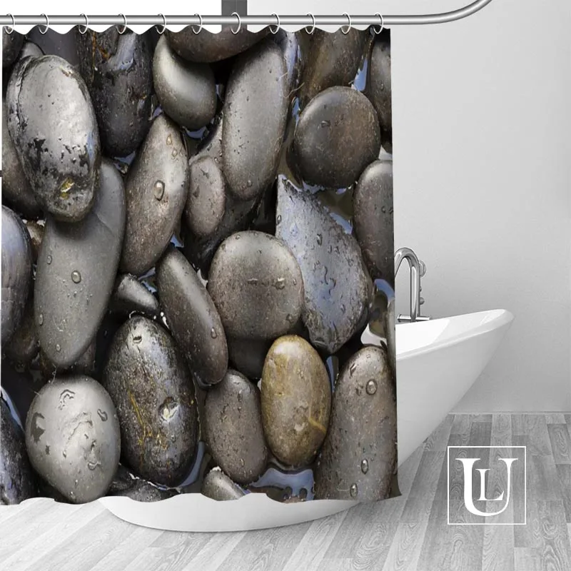 Пользовательские каменные текстуры булыжника стены занавески для душа Новый