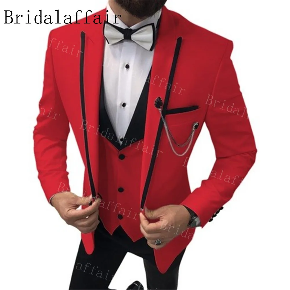 Индивидуальный пошив Розовые Костюмы Bridalaffair 2019 Черные смокинги с лацканами