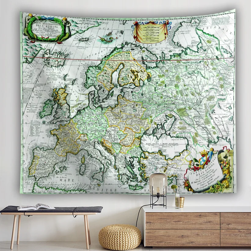Гобелен с картой мира ткань высокой четкости Настенный декор акварельная карта