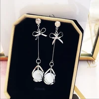 opal natural stone pendant earrings ladies bowknot long tassel dangle earrings party wedding earring jewelry
