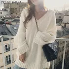 Свитер женский вязаный, оверсайз, с V-образным вырезом