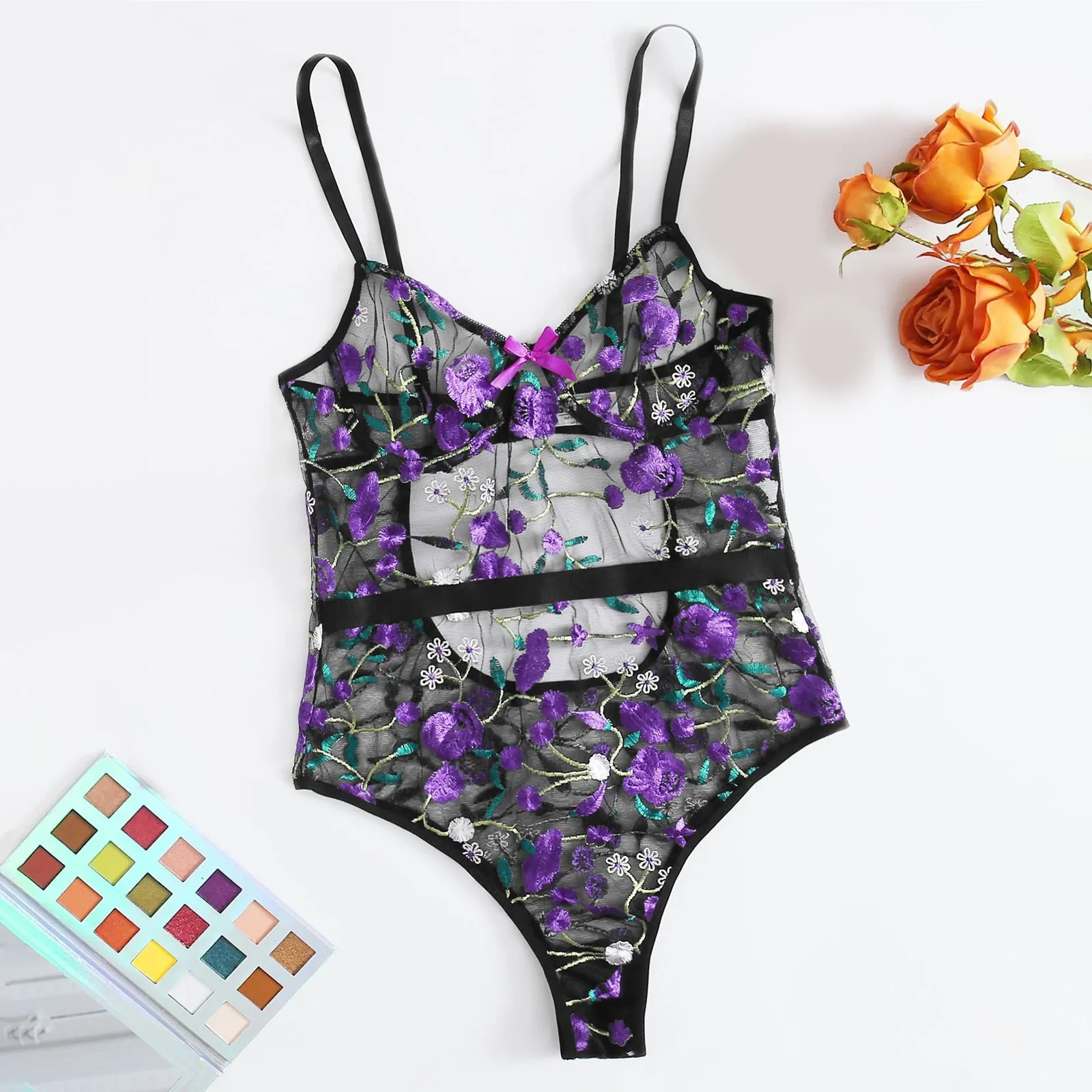 

New Women Lace Lingerie Underwear Teddy Bodysuit Jumpsuit Sleepwear Embroidery Sexy underwear women set Floral Embroidery