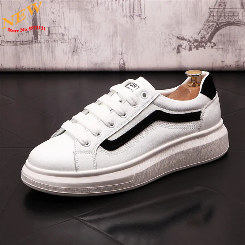 Murah Sneakers Kulit Fashion Sepatu Pantofel Putih Datar Kasual Pria Sepatu Skateboard Pelatih Zapatillas Hombre Ukuran 38-43
