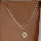 Чокер Модные ювелирные изделия милая маленькая Маргаритка ожерелье с имитацией жемчуга цепочка с хризантемой цепочка на ключицу ожерелье для женщин оптовая продажа