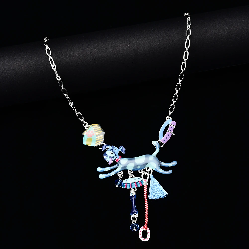 Colorful Enamel Spotted Dog Necklace Women New Fashion Choker Chain Necklaces Pendants for Gift Women's Clothing &amp Accessories |