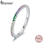 Серебряное кольцо bamoer радужного цвета, кольцо из стерлингового серебра 925 пробы с кубическим цирконием, массивные ювелирные изделия BSR168