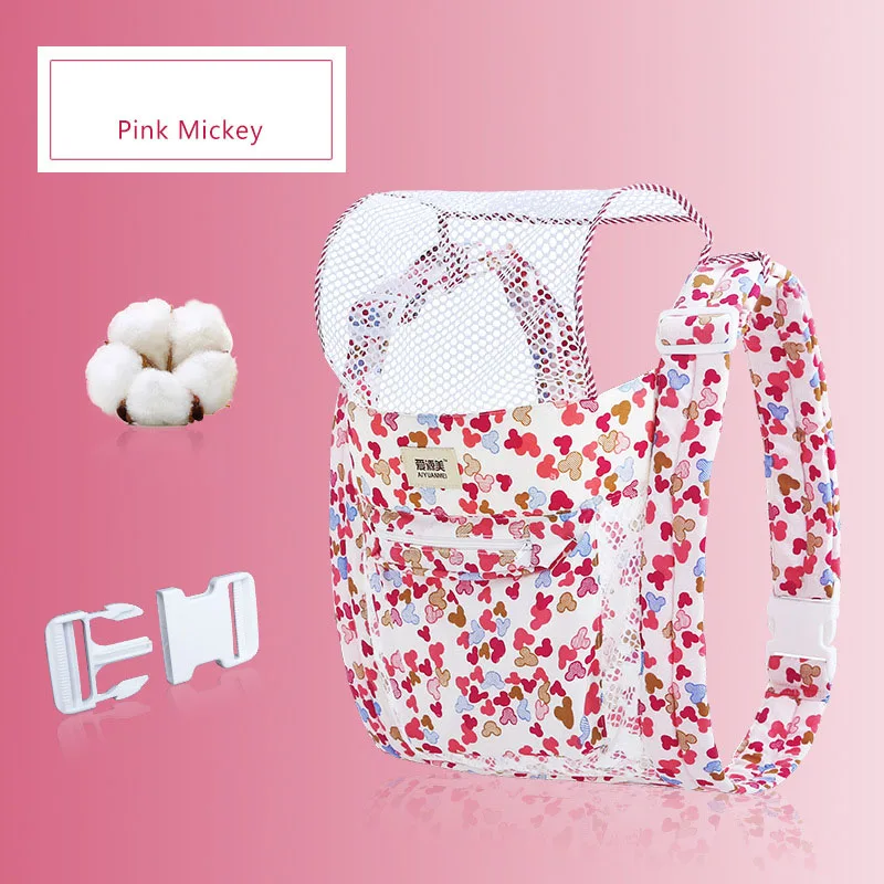 pink mickey Эргономичная Детская сумка-кенгуру из хлопка для младенцев; слинг-кенгуру для новорожденных детей 3-36 месяцев - Цвет: pink mickey