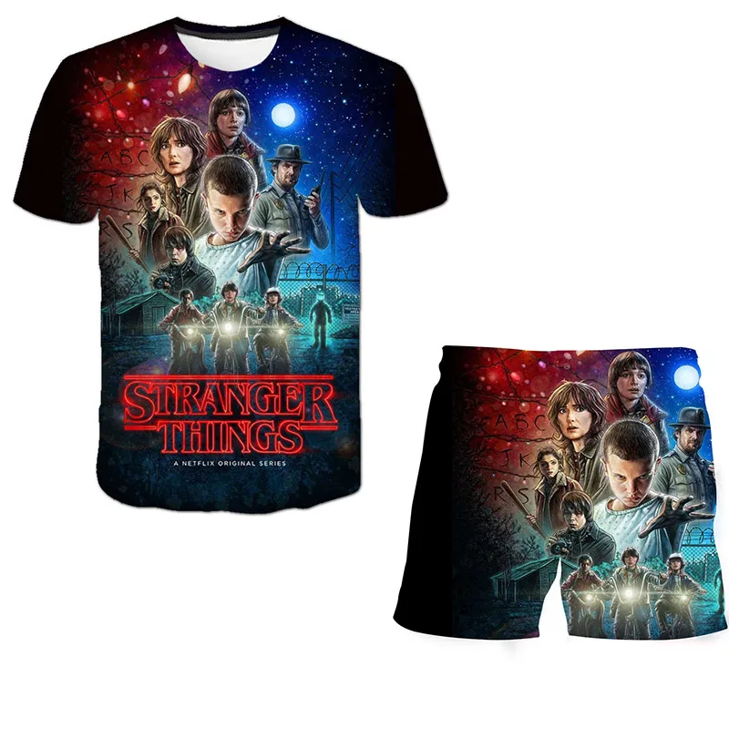 

Летнее платье из сериала очень странные костюмы полиэстер комплект из футболки с длинными рукавами и, Детская футболка с короткими рукавам...