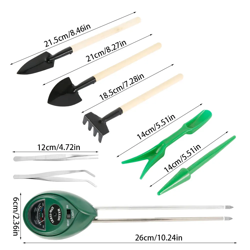 

6pcs Succulent Plants Tools Miniature Planting Transplanting Garden Tools Soil Moisture Meter Tweezers Spades Rake Bonsai Tool