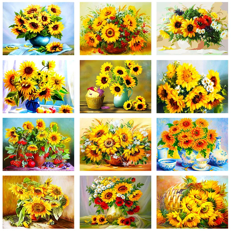 

5D DIY Sunflower Diamond Painting Cross Stitch Full Square Round Drill Embroidery Colorful Handmade Home Room Wall Decor Craft